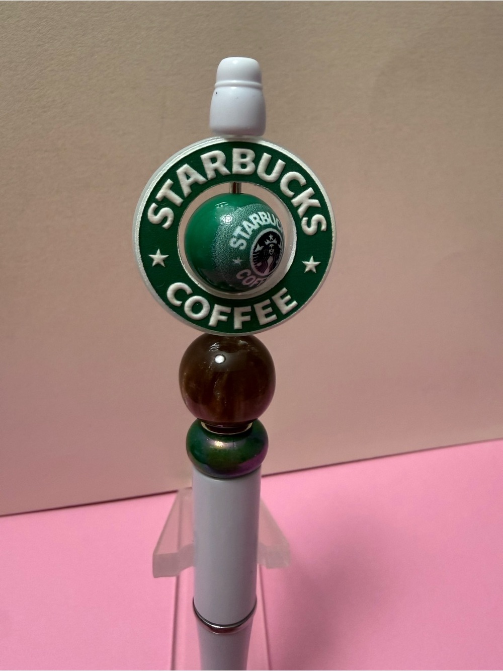 New Coffee Themed Beaded Pen with Spinner Bead - Picture 2 of 2